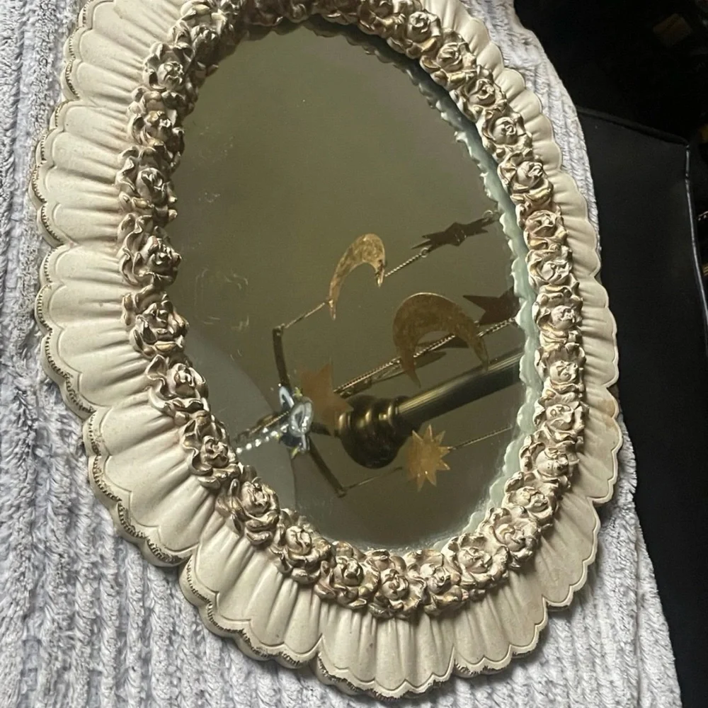 Vintage Syroco Mirror Rose detail